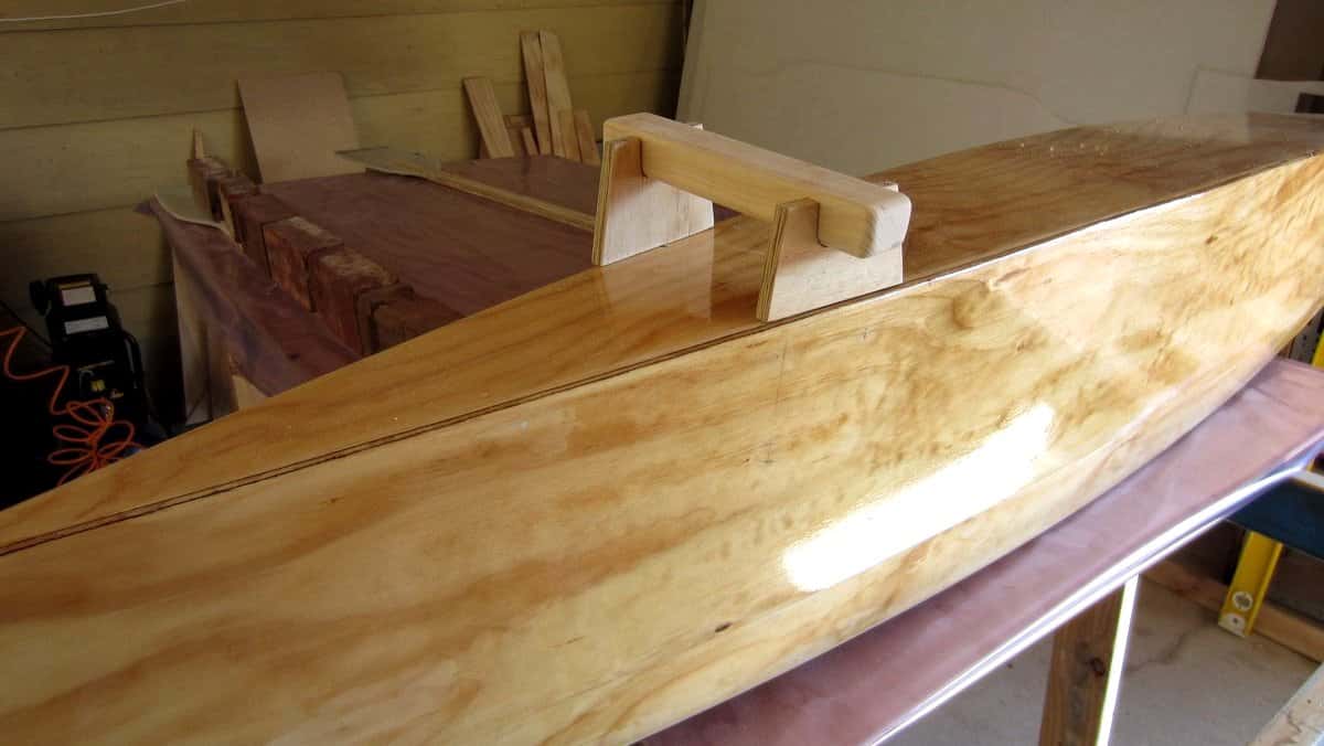 Sanding plywood hull
